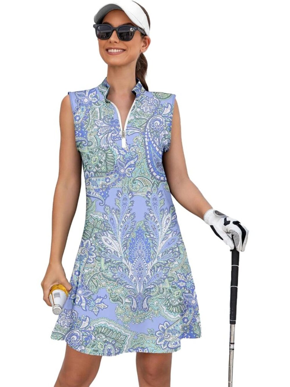 Stylish Sleeveless Tennis Dress with 2 Pockets | Athletic Golf Dress, Quarter